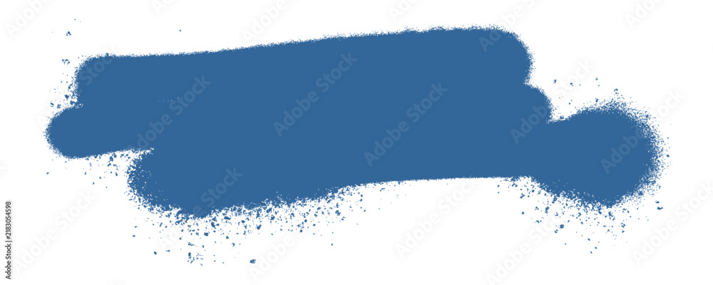 Fototapeta premium Dark blue graffiti spray paint brush stroke with drips isolated on white background. Urban aerosol street art splatter stain for grunge banner highlight and poster design.