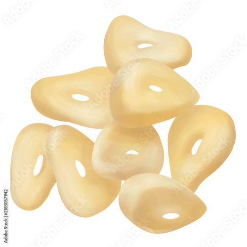 Fresh Sliced Garlic Cloves Group Illustration Isolated on Transparent Background