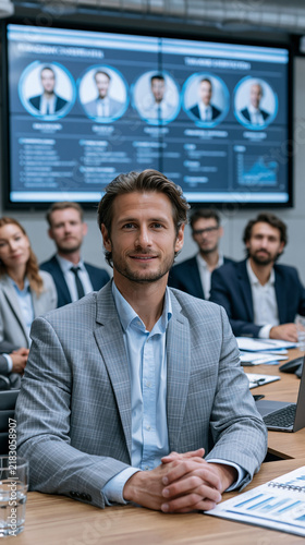 Business meeting with team members in a conference room