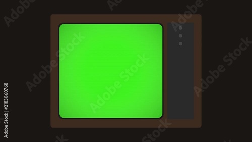 Vintage CRT Television with Green Screen for Chroma Key Mockup