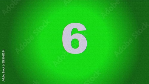 10 to 0 Countdown with Glitch on Green 4K