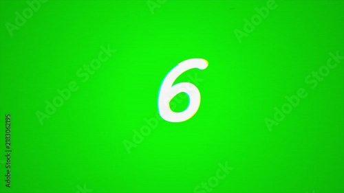 4K Glitch Countdown 10 to 0 on Green Screen