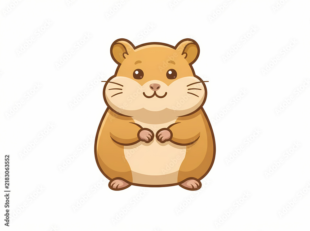 Obraz premium A cute cartoon hamster illustration with a friendly expression and rounded body.