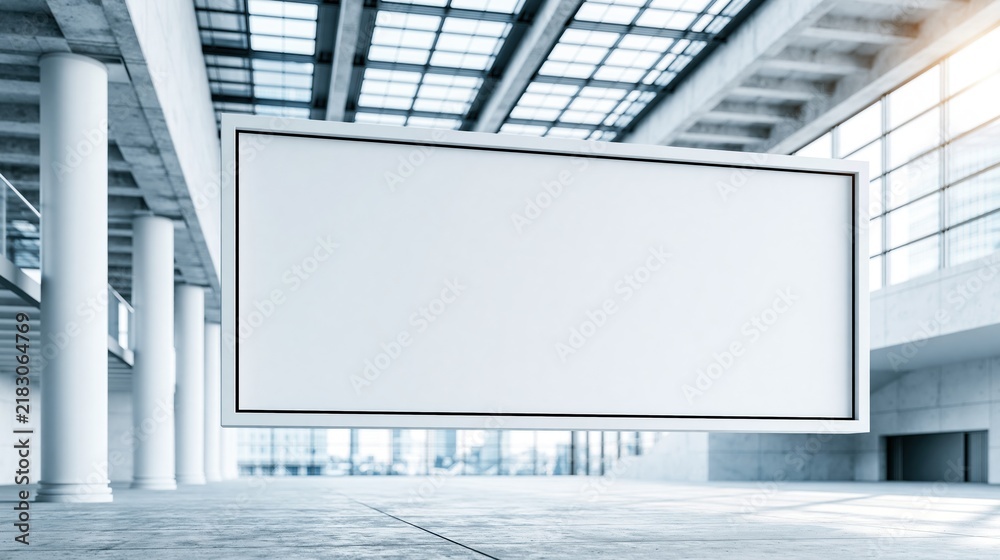 Obraz premium Empty white billboard in modern building interior