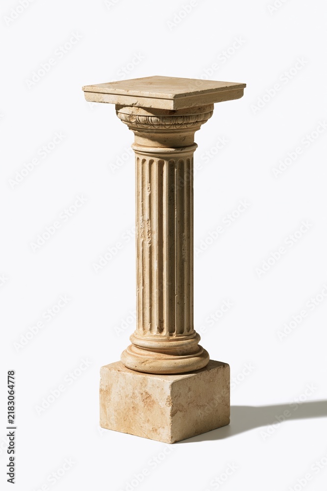 Obraz premium Ancient stone column pedestal on white background