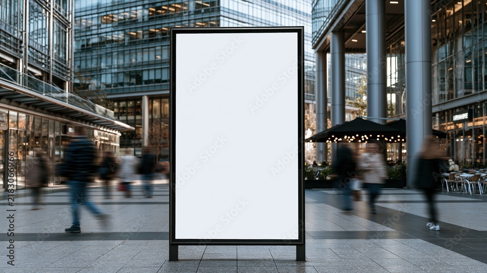 Obraz premium Blank advertising billboard standing in busy urban plaza