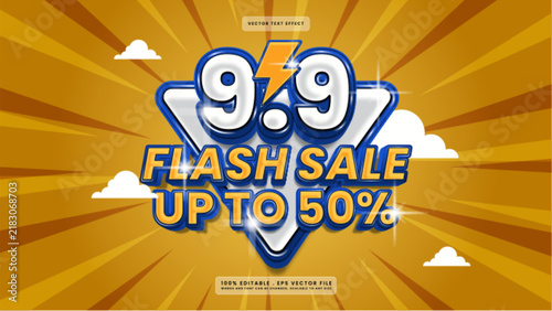 9.9 Flash Sale Event Promotional Poster with Bold Typography and Lightning Icon
