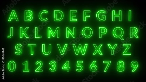 Alphabet A to Z Text Animation on Transparent Background, Neon Glowing Fire Letter Sign from A to Z with Alpha Channel.