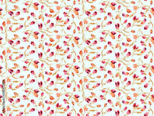 seamless floral pattern with wildfloewrs and leaves for fabric and wallpaper

