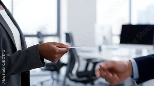 Business Professionals Exchanging Visiting Card in Office. 4K Video