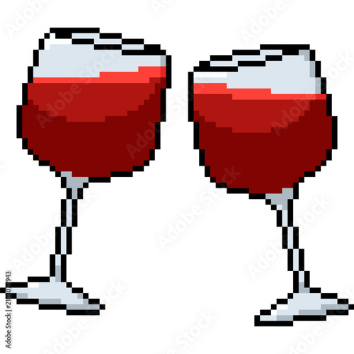 pixel art isolated background of party wine cheers