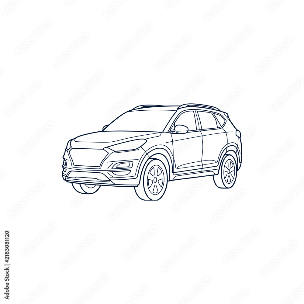 Fototapeta premium SUV car line art illustration