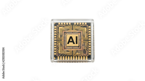 AI Microchip Processor Isolated on White Background for Advanced Technology Concepts