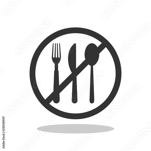No eating sign icon with shadow