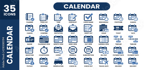 Bild auf Leinwand Calendar icon set