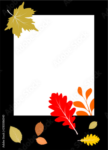 Autumn leaf frame with blank space for photo.