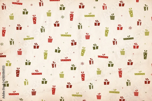 Festive seamless wrapping paper pattern with tiny scattered gift boxes