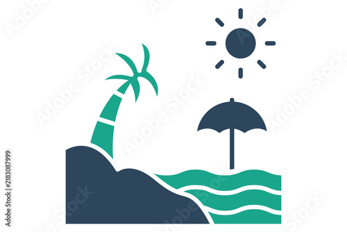 Beach icon. solid icon style. icon related to summer. holiday elements vector illustration