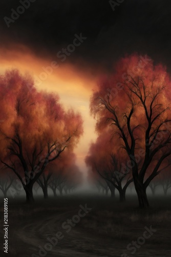 Mindful Autumn Nature Escape, Mindful Autumn Landscape for Seasonal Wellness and Peaceful Nature  , Misty Seasonal Slow Living  