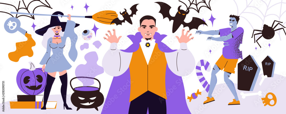 Fototapeta premium Halloween Vampire Character Illustration