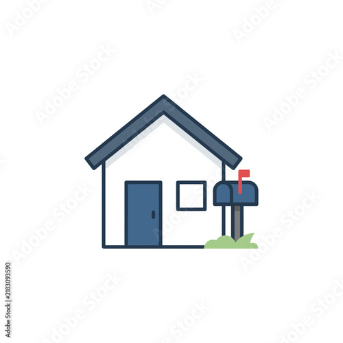 Minimalist House Icon with Mailbox on Transparent Background