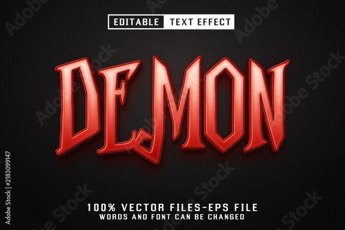 3D Red Demon Horror Editable Text Effect Vector