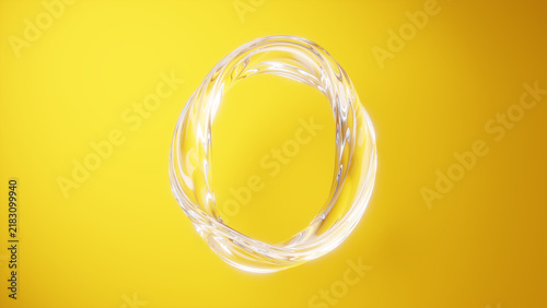 3D CG illustration stock featuring a water flow ring and a frame of light. Yellow background (horizontal)
