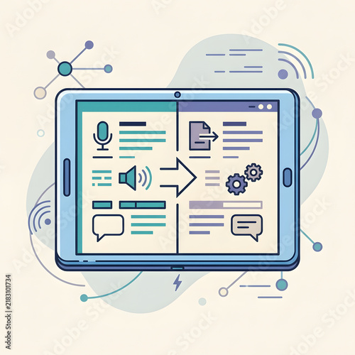 Digital Platform Interface Representing Automated Voice to Text Transcription and Data Processing