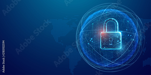 Cybersecurity and data protection. Padlock on a futuristic circuit background. Data privacy and internet security. Modern secure technology innovation background. Vector illustration.
