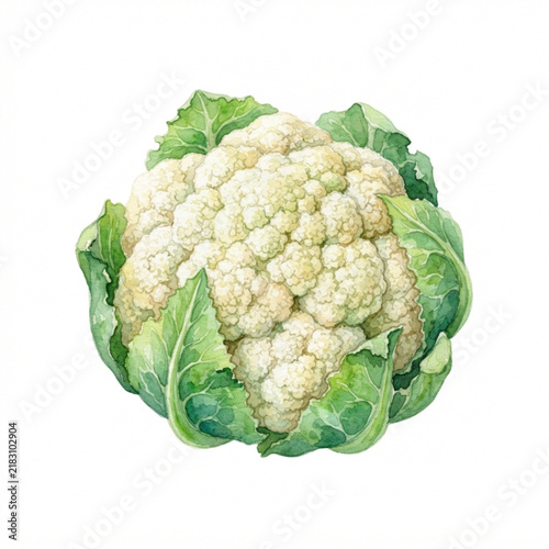 cauliflower watercolor illustration isolated on white