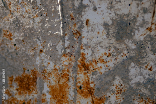 Konstfotografi Rusted metal surface displaying an abstract pattern of corrosion and texture, wi