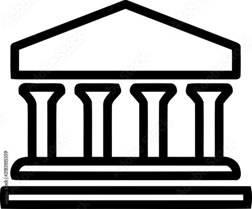 University building icon education and learning styles. Institutional facilities outline icon collection with university library hospital office and public building vector illustration set. University