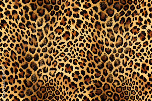Leopard Print Texture Seamless Pattern, Wild Cheetah Fur Skin Background, Animal Spots Fabric Texture Design