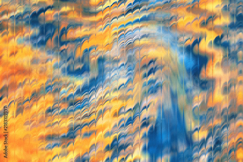 Abstract Blue and Orange Marbled Liquid Background
