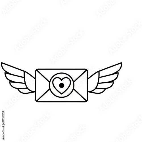 Winged Envelope with Heart Icon