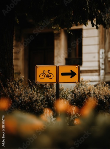 Naklejka Yellow bike sign, urban park
