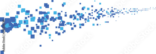 Bild auf Leinwand Blue squares flowing in a wave pattern with depth on a white background