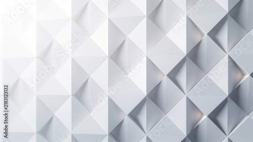 Minimal White 3D Geometric Wall Pattern Background With Modern Abstract Tile Texture

