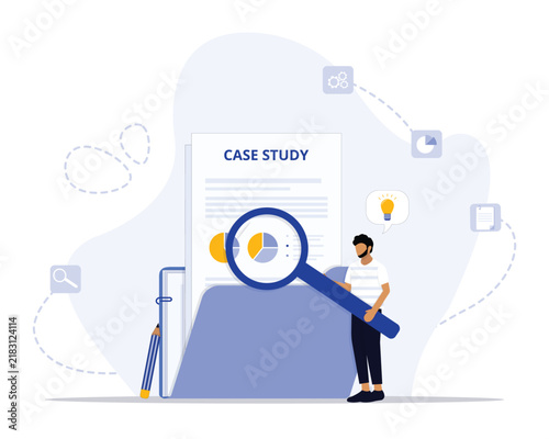 Case study and analysis concept illustration. Suitable for landing page, ui, web, App intro card, editorial, flyer, and banner.