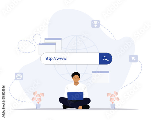 Browsing online concept illustration. Suitable for landing page, ui, web, App intro card, editorial, flyer, and banner.