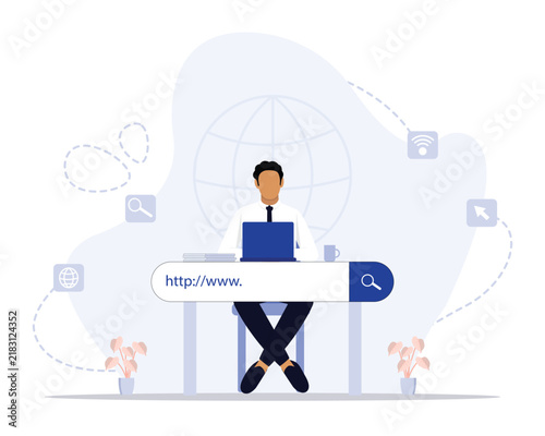 Browsing online concept illustration. Suitable for landing page, ui, web, App intro card, editorial, flyer, and banner.