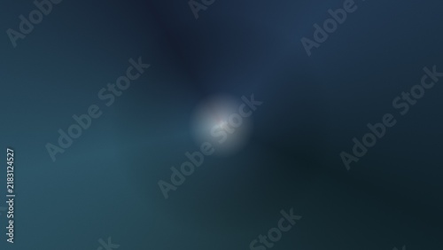 Fotografie Blurred circular light source glows softly against a dark blue gradient backgrou