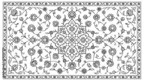 Intricate Floral Pattern on Persian Rug Design