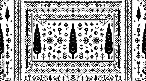 Intricate Persian Rug Design Isolated