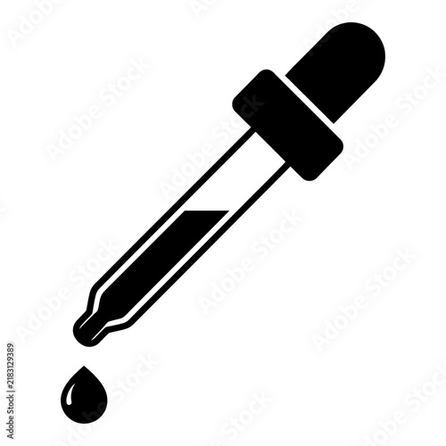 Dropper Pipette Icon With Liquid Drop Laboratory