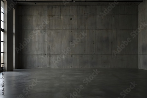 Gray Wall Empty Room With Concrete Floor And Minimal Modern Interior Background