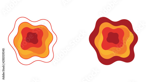 Abstract layered organic shapes in vibrant warm colors vector illustration set