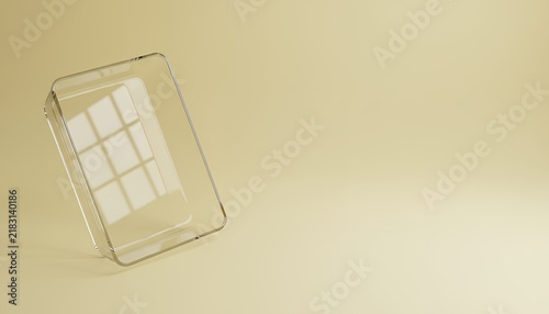 Fototapeta 窓の光を反射する透明な長方形トレー