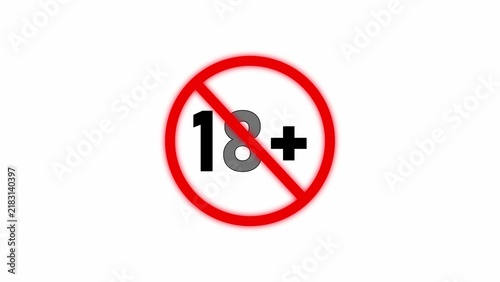 Foto Age restriction 18 plus symbol with red prohibition sign on white background for