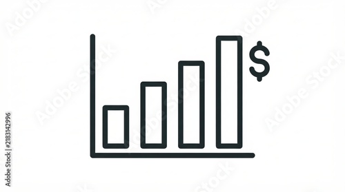 Black and white bar chart icon with a dollar sign symbol